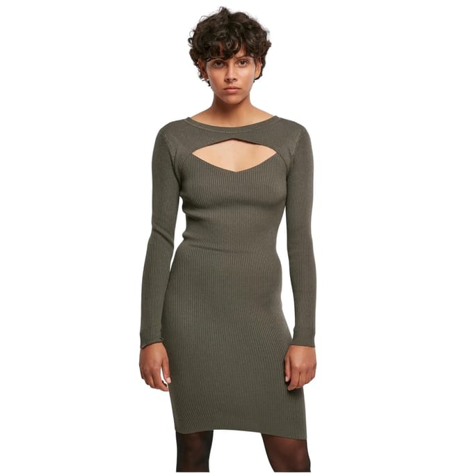 Urban Classics - Cut Out Korte jurk - M - Olijfgroen