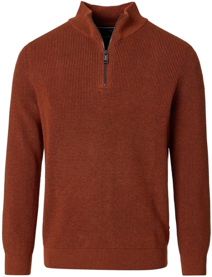 Casa Moda - Half zip trui - Heren - L - Roest - Katoen - 454539200
