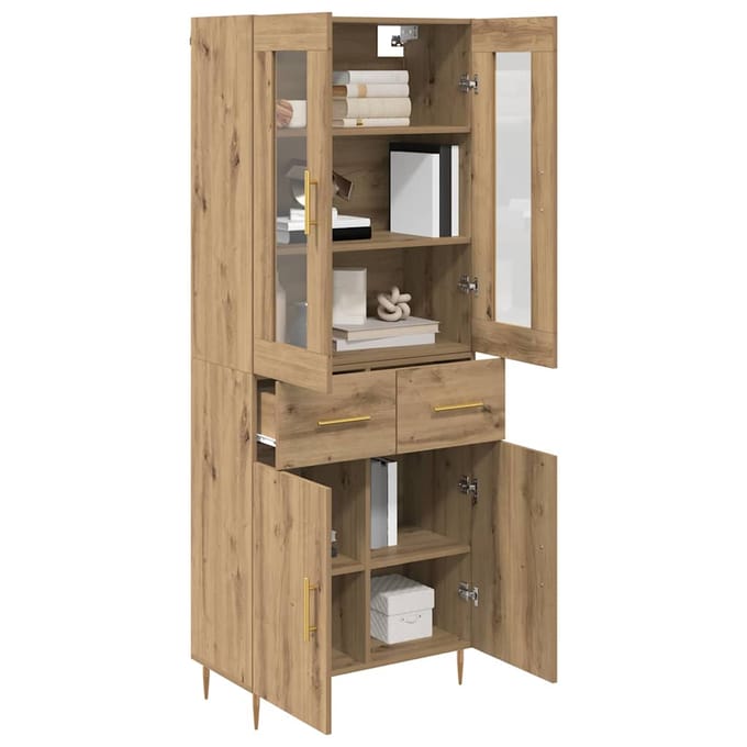 vidaXL - Highboard - 2 - st - Artisan - Eiken - 69,5 - x - 34 - x - 180 - cm - Bewerkt - hout