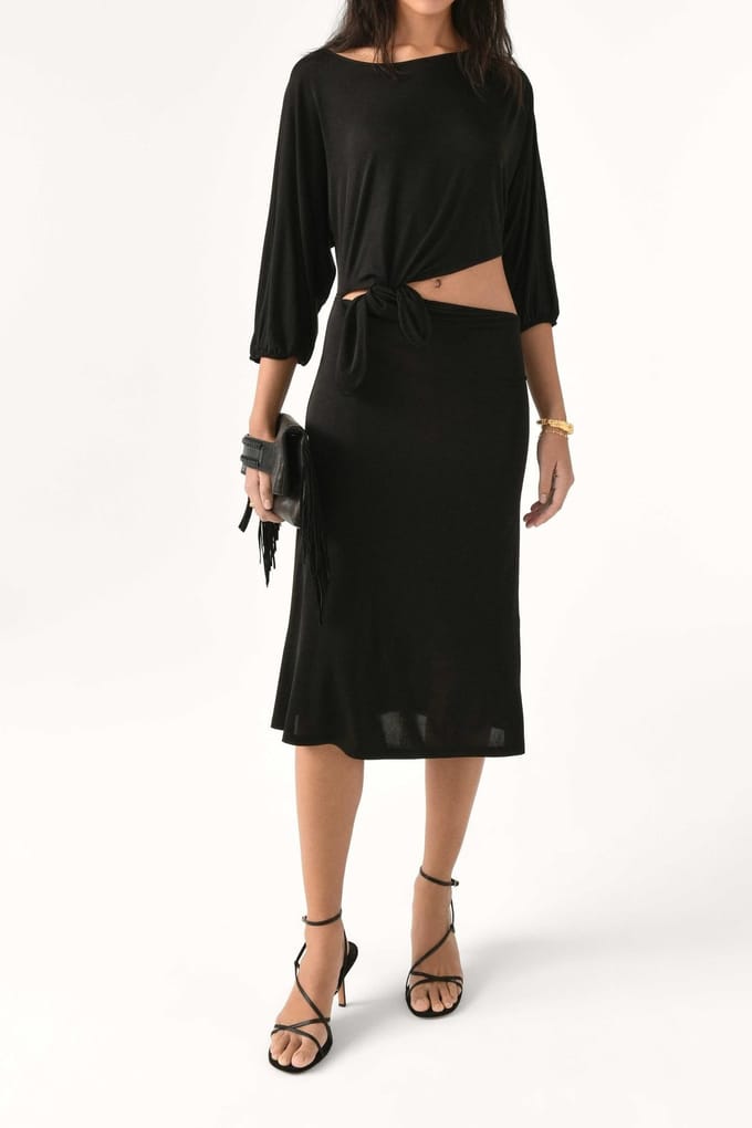 BA&SH Robe Dido Noir Taglia: M | Abiti Midi Outlet | Donna