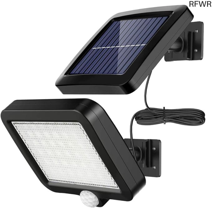 RFWR® Buitenlamp met Bewegingssensor - Solar Wandlamp met 56 LEDs en Dag/Nacht Sensor