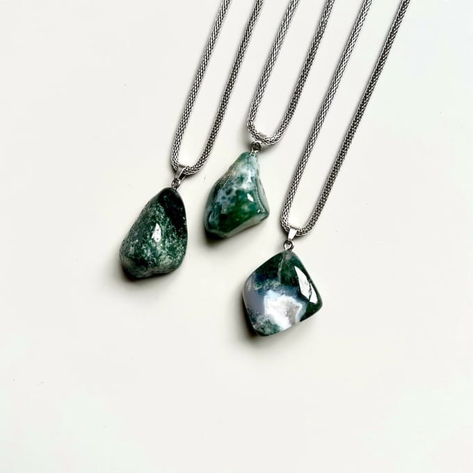 Gemstone ketting Mosagaat groen
