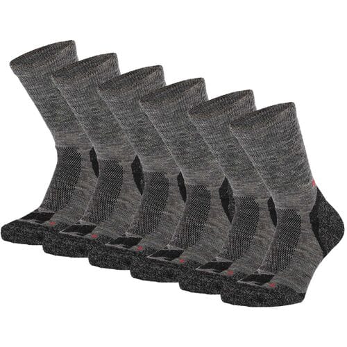 Xtreme Hiking Sokken Wol - 6 paar - Extra Warm - Anatomisch Gevormd Voetbed - Multi Antraciet - Maat 45/47