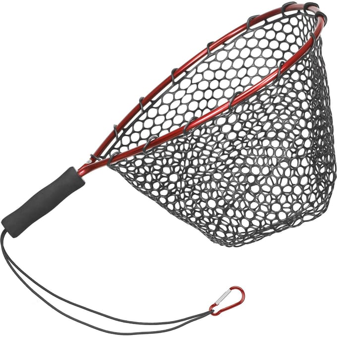 Visnet Zacht siliconen visnet Aluminiumlegering Pole EVA-handvat met elastische band en rood