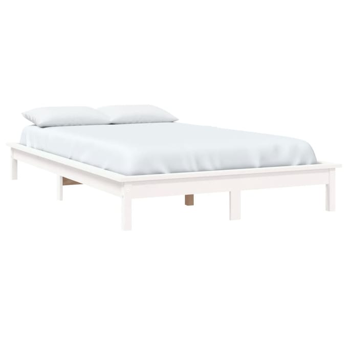 vidaXL - Bedframe - massief - grenenhout - wit - 150x200 - cm