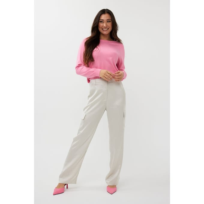EsQualo Trousers Cargo Satin Light Stone Größe: 40 | Stoffhosen Outlet | Damen