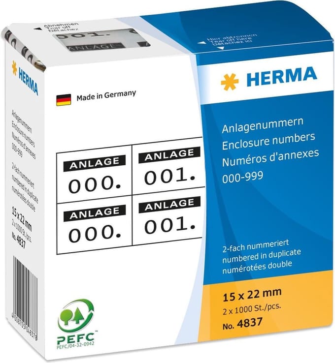 HERMA Nummer zelfklevend 15x22 mm zwart