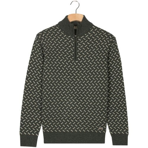Baileys Trui Half Zip Allover Diagonal Stripes Pattern Knit Donker Groen / male