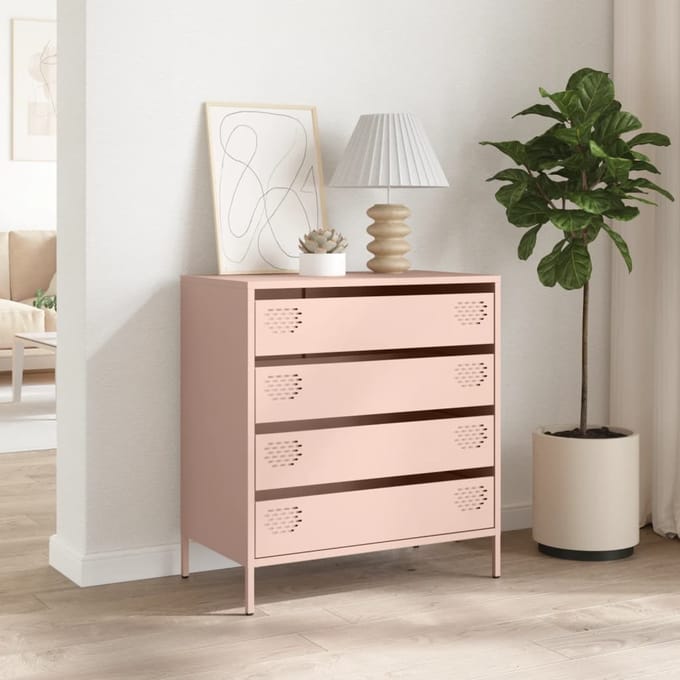 vidaXL - Dressoir - 68x39x73,5 - cm - koudgewalst - staal - roze