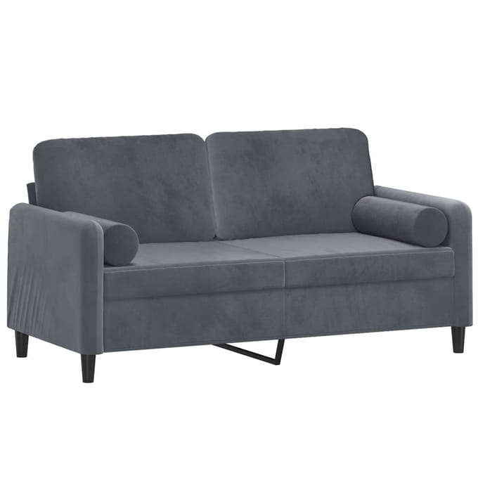 vidaXL - Tweezitsbank - met - sierkussens - 140 - cm - fluweel - donkergrijs