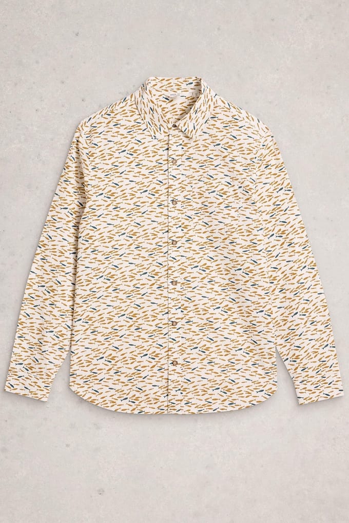 White Stuff Shoal Fish Ls Printed Shirt White Print Maat: M | Casual Overhemden Outlet | Heren | Blauw
