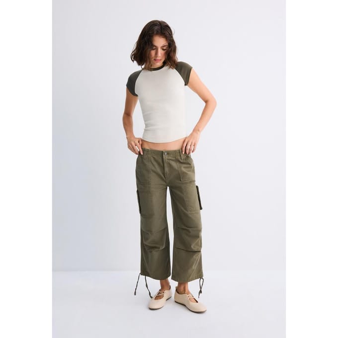 Stradivarius T-shirt met raglanmouwen  Steen L