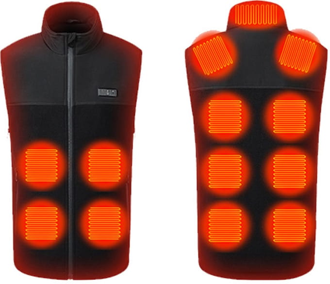Verwarmd vest 13 verwarmingszones Zwart M/L