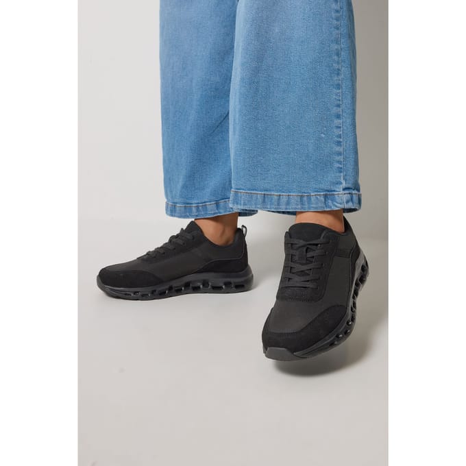 Yours Zwarte Chunky Hardloopsneakers In Extra Brede Eeepasvormsize 38EEE