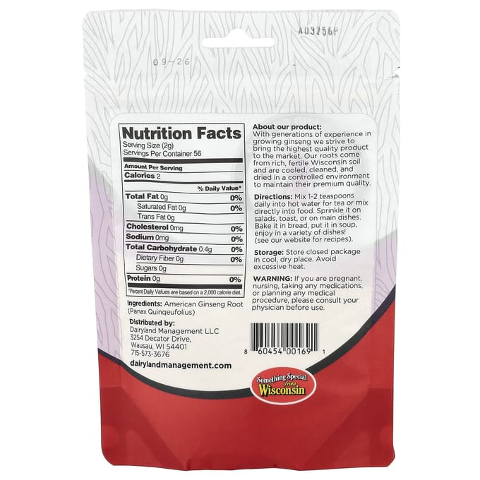 Dairyland Ginseng, Poudre de Ginseng Américain, 4 oz
