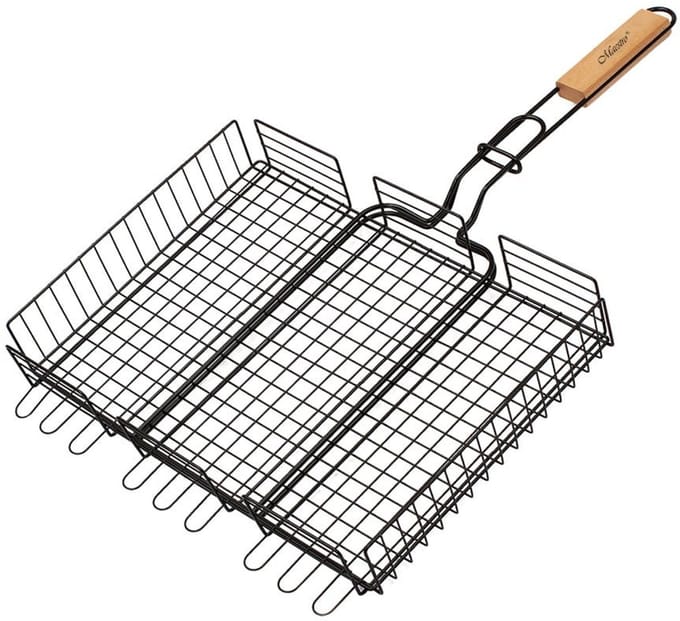Maestro MR-1001 Dubbel BBQ-grillrooster Draagbare grillmand (staal met teflon coating, 40x30cm)