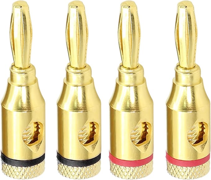 4mm Bananastekkers Goud Verguld voor Audioapparatuur en Luidsprekers - 4 Stuks