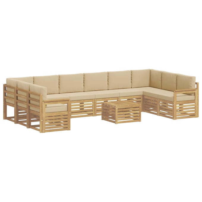 vidaXL - Buiten - bank - set - 8 - st - Wit - En - Beige - Polyester