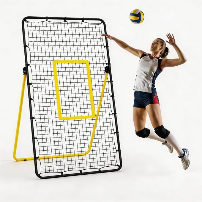 Volleybalnet, 213 x 121 cm – Verstelbaar Volleybal- Reboundnet - Zwart + Geel