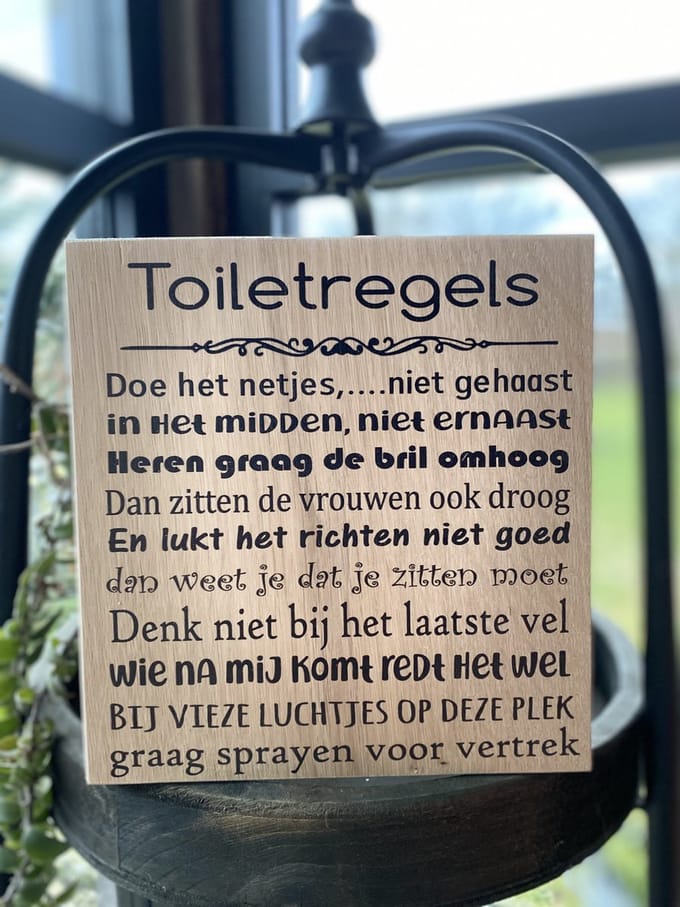 Tekstbordje toiletregels / wc