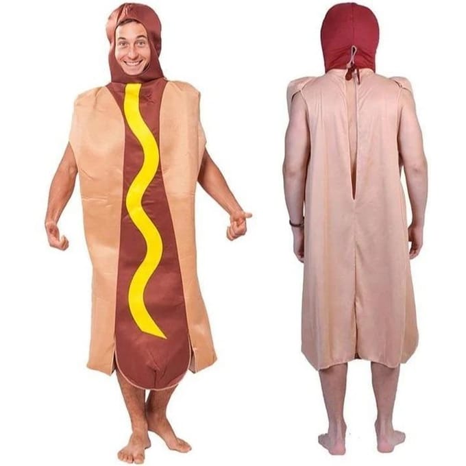 Hotdog cosplay kostuum, volwassene One size fits all adults bruin