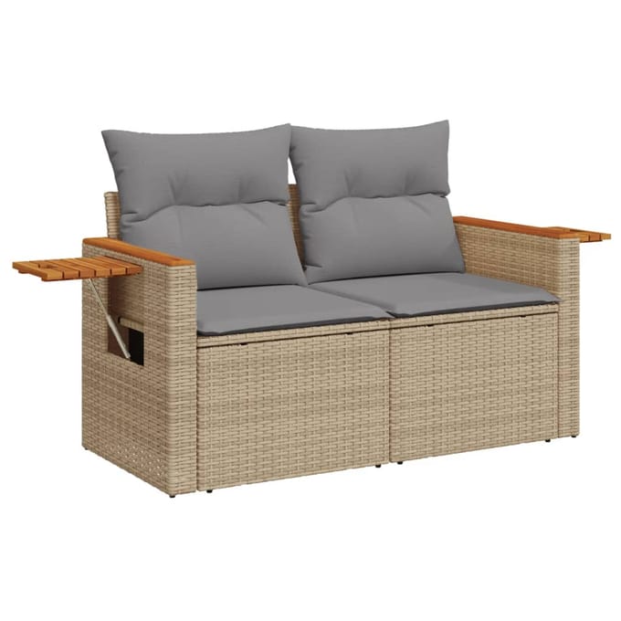 vidaXL - 6-delige - Loungeset - met - kussens - poly - rattan - beige