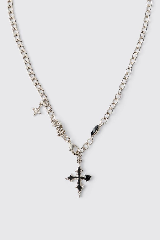 Zilveren Gelaagde Gothic Cross Ketting | Silver