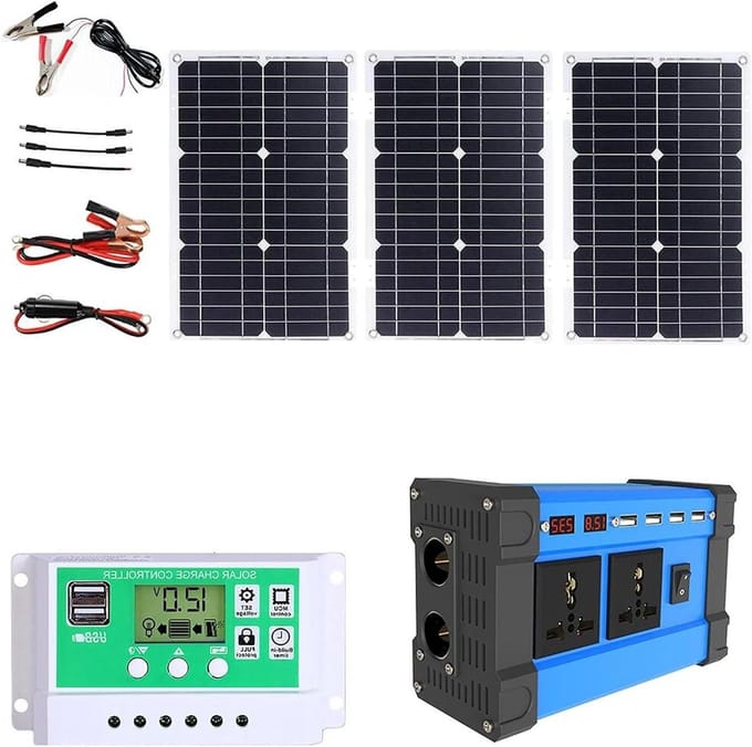 Zonnepaneel Set - Opvouwbaar Paneel - Energie Opwekken - Met 50A Controller - 75W - Zwart