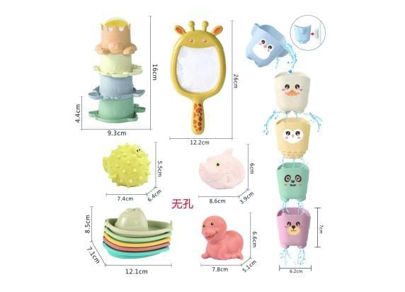 22-delige badspeelgoedset pastel kleuren Interactief speelgoed