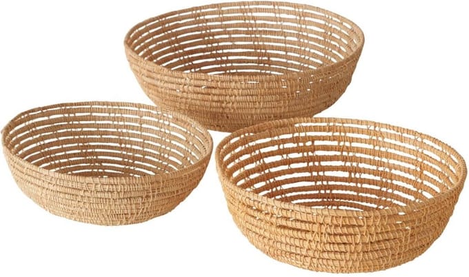 Gevlochten mand Palmina, 3 stuks, areca palm