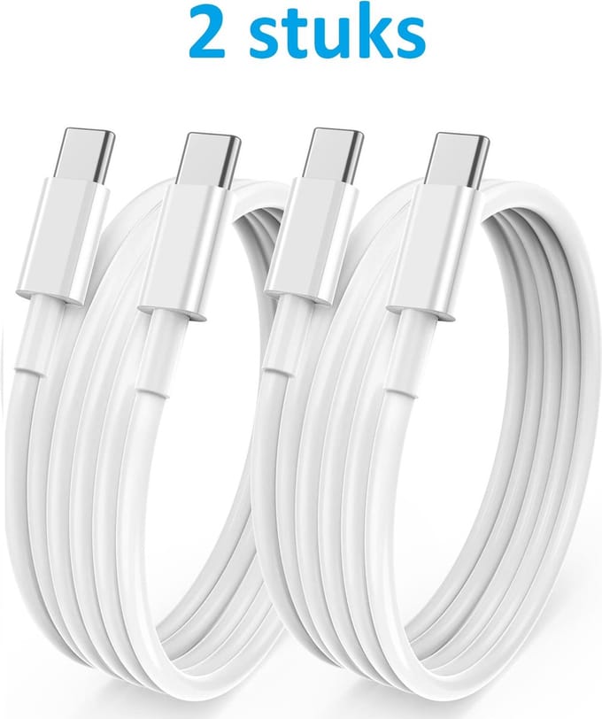 usb a naar usb c kabel - usb c kabel - Oplaadkabel Geschikt voor Samsung 1meter - 2 stuks Wit