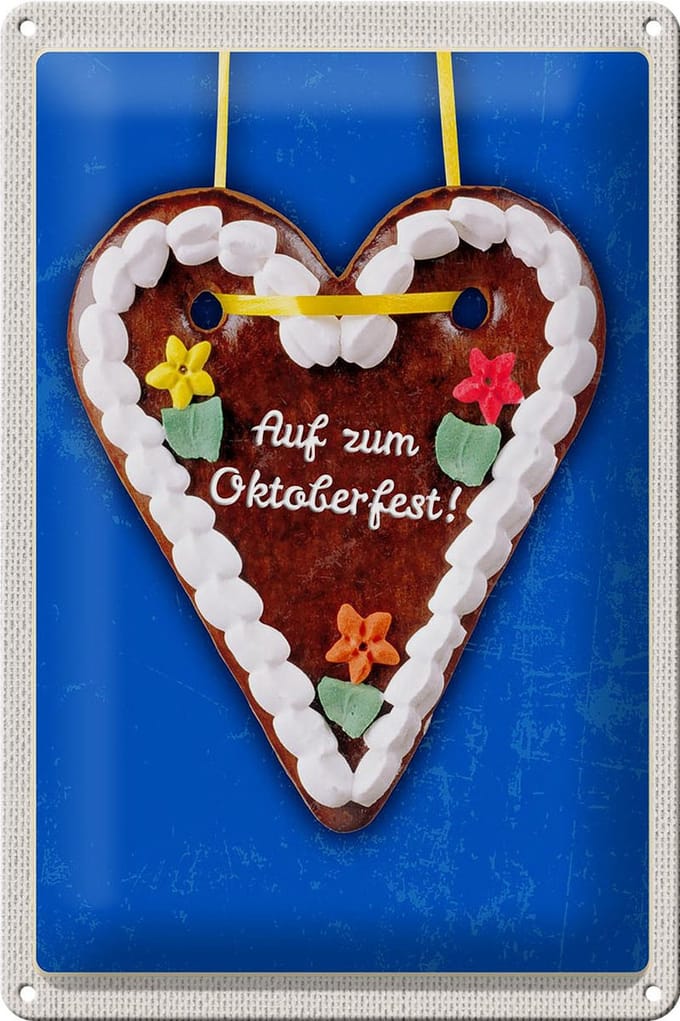Blechschild Reise 20x30cm München Oktoberfest Lebkuchen Herz