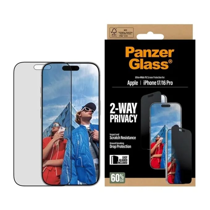 PanzerGlass Screenprotector geschikt voor Apple iPhone 17 Glazen | PanzerGlass Ultra-Wide Fit Privacy Screenprotector Privacy - Case Friendly - Zwart