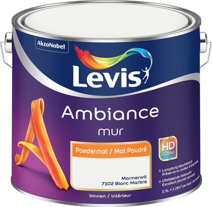Levis - Ambiance Mur Poedermat - Marmerwit - 2,5 L