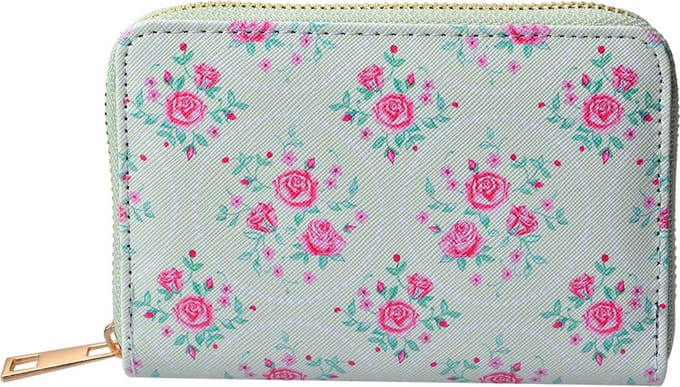 Juleeze Portemonnee 10x15 cm Groen Roze Polyester Roosjes