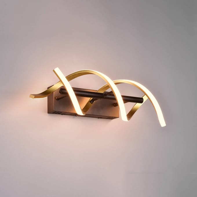 Trio Lighting LED wandlamp Sequence, dimbaar, CCT, messing