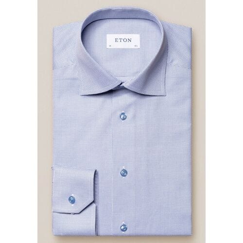 Eton Overhemd Signature Twill Pin Dot Blauw / male
