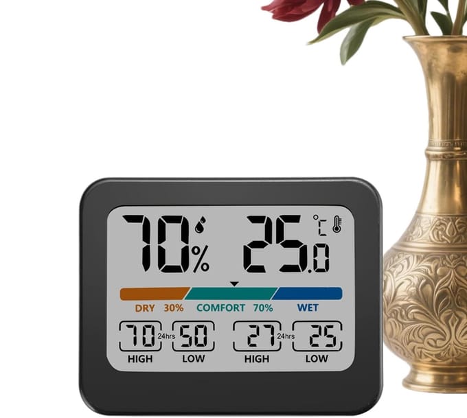Klimaatmeter Kamer - Luchtvochtigheid Sensor - Comfort Bewaken - Status Indicatie - 10 cm - Wit