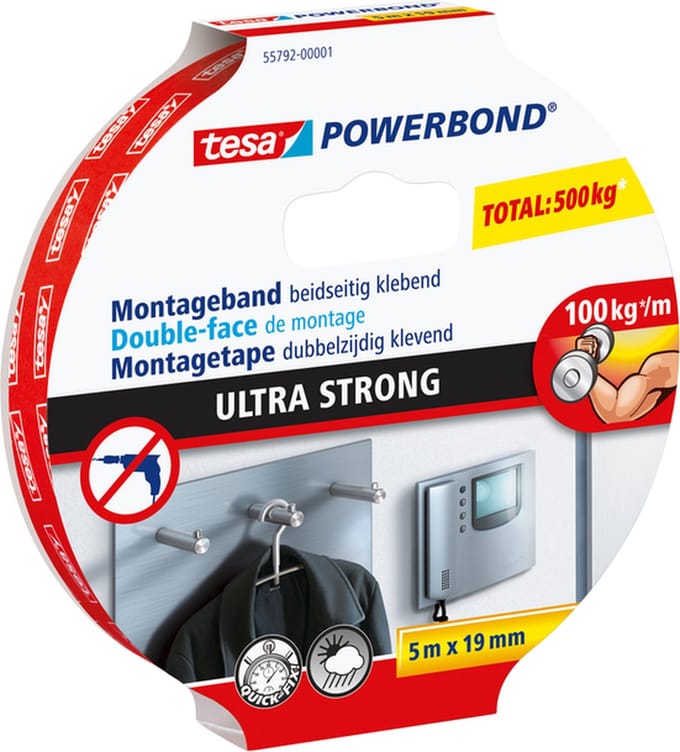 Montagetape tesa® Powerbond Ultra strong dubbelzijdig 5mx19mm wit | 10 stuks