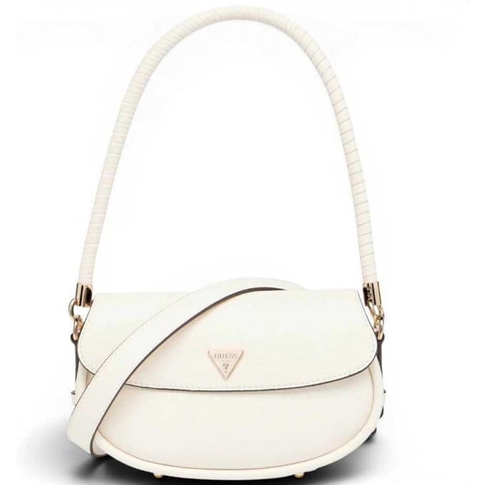 Guess Danya Flap Vrouw van witte schoudertas in synthetisch materiaal met Plot en Front Logo