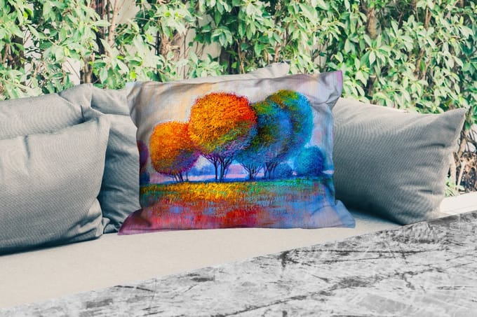 Buitenkussens - Schilderij - Olieverf - Natuur - Bomen - 60x40 cm - Weerbestendig