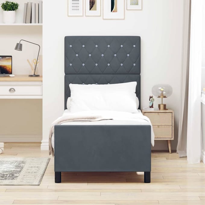 vidaXL - Boxspring - bed - met - hoofdeinde - Donkergrijs - 80 - x - 200 - cm - Fluweel