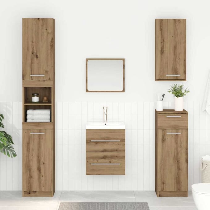 vidaXL - Wastafelkast - Artisan - Eiken - 38,5 - x - 41 - x - 48 - cm - Bewerkt - hout