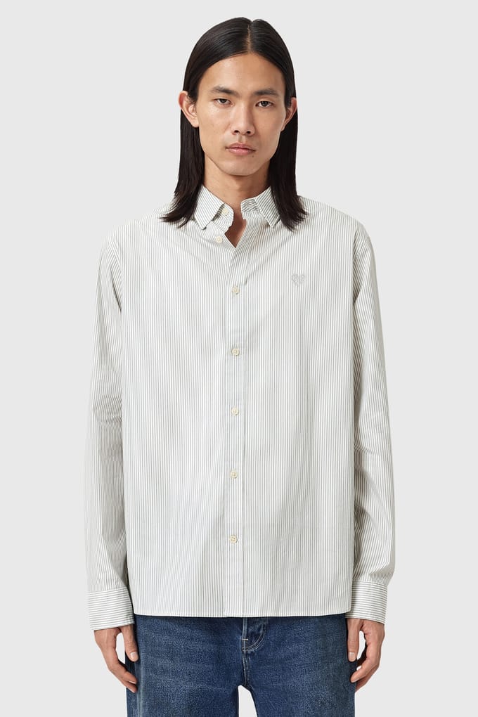 AllSaints Nolan Ls Shirt Jetstream White Größe: M | Casual hemden Outlet | Herren | Weiß