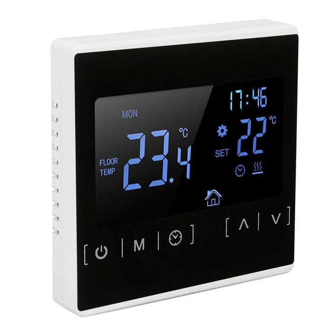 Slimme Thermostaat Achtergrondverlichting Touchscreen Dubbele Regeling Temperatuurregelaar voor Vloerverwarming Hoog black