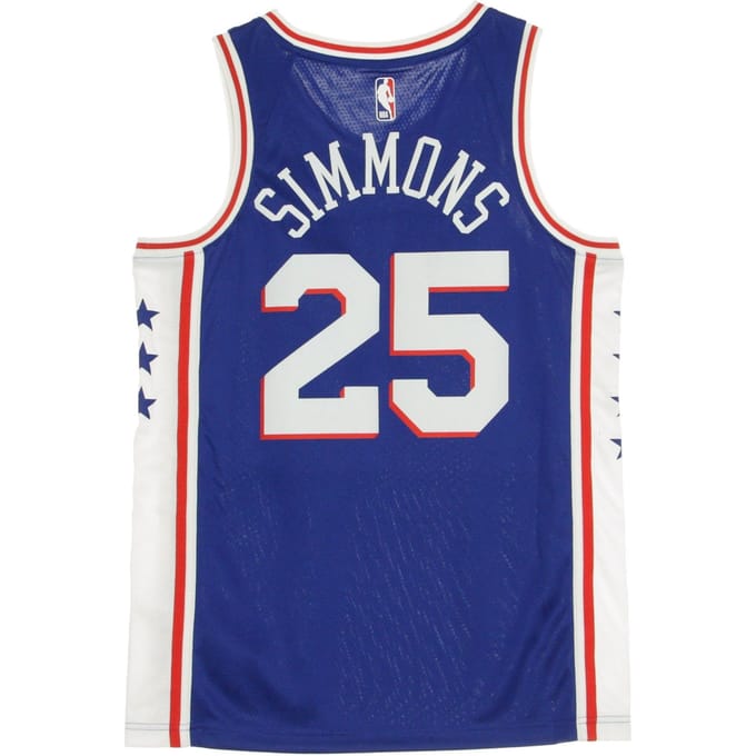 Basketbaltanktop voor heren Nba Swingman Jersey Icon Edition 2020 nr. 25 Ben Simmons Phi76e Rush blauw/wit