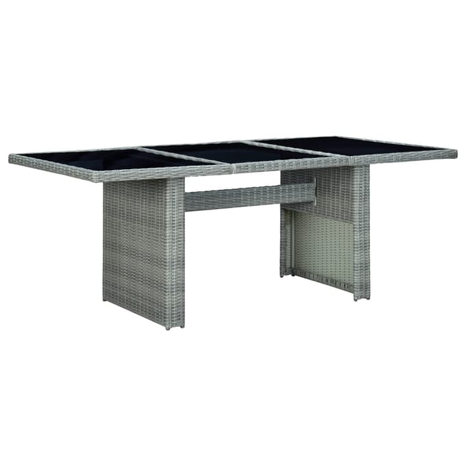 vidaXL - Tuintafel - poly - rattan - en - gehard - glas - lichtgrijs