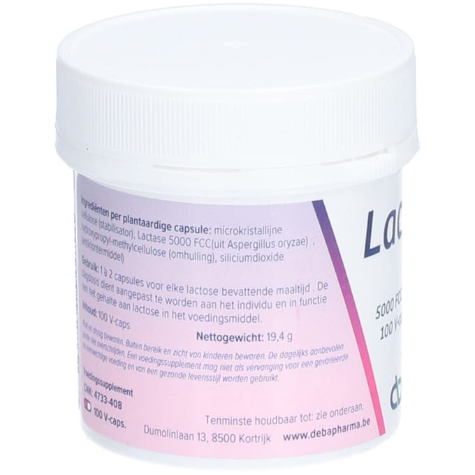 Deba Pharma Lactase 5000 FCC 100 Plantaardige Capsules