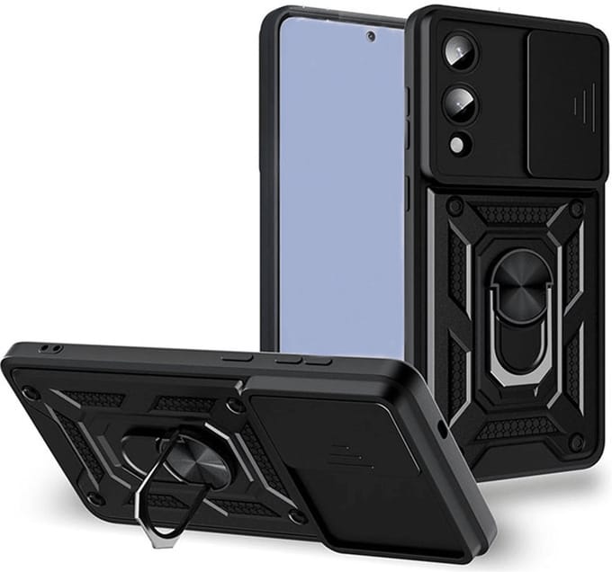 Cityhoesje - Armor Kickstand Ring - Samsung S25 Edge - Camera Protection - Zwart