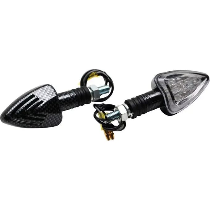 LED-knipperlicht Replay driehoek carbon 12V Ø8mm voor 50cc schakelmotor bromfiets